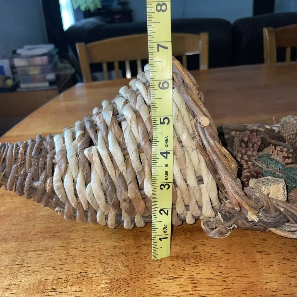 Large Cornucopia Horn of Plenty Woven Vine Basket Fall Thanksgiving